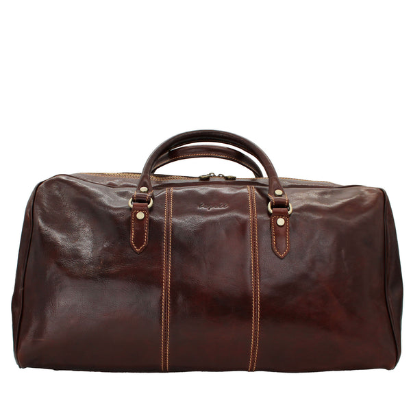 Jetzt Entdecken: bupell Reisetasche Marino - Marrone aus pflanzlich gegerbtem Leder - Handmade in Italy -