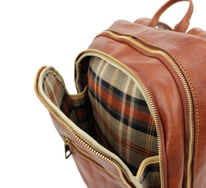 bupell Rucksack mit Laptopfach Dante aus zertifiziertem pflanzlich gegerbten Leder - Handgemacht in Italien