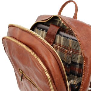 bupell Rucksack mit Laptopfach Dante aus zertifiziertem pflanzlich gegerbten Leder - Handgemacht in Italien