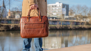 bupell Aktentasche/Laptoptasche Mattia aus zertifiziertem pflanzlich gegerbten Leder - Handgemacht in Italien