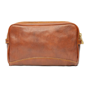 bupell Kulturtasche Kara aus zertifiziertem pflanzlich gegerbten Leder - Handgemacht in Italien