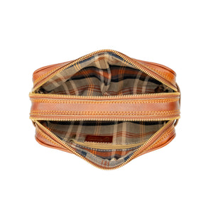 bupell Kulturtasche Kara aus zertifiziertem pflanzlich gegerbten Leder - Handgemacht in Italien