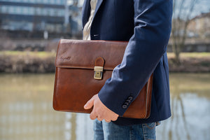 bupell Aktentasche Alfonso aus zertifiziertem pflanzlich gegerbten Leder - Handgemacht in Italien