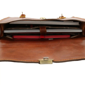 bupell Aktentasche/Rucksack Nino  aus zertifiziertem pflanzlich gegerbten Leder - Handgemacht in Italien