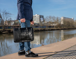 bupell Aktentasche mit Laptopfach Alessio aus zertifiziertem pflanzlich gegerbten Leder - Handgemacht in Italien