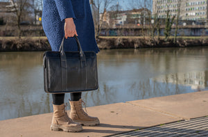 bupell Aktentasche mit Laptopfach Alessio aus zertifiziertem pflanzlich gegerbten Leder - Handgemacht in Italien