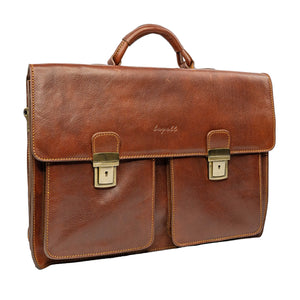 bupell XXL Aktentasche Giacomo aus zertifiziertem pflanzlich gegerbten Leder - Handgemacht in Italien