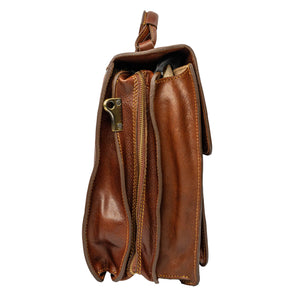 bupell XXL Aktentasche Giacomo aus zertifiziertem pflanzlich gegerbten Leder - Handgemacht in Italien