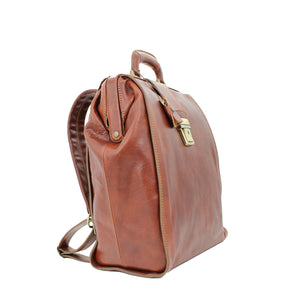 bupell Arzttasche/Rucksack Carmine aus zertifiziertem pflanzlich gegerbten Leder - Handgemacht in Italien