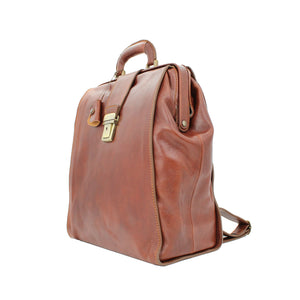 bupell Arzttasche/Rucksack Carmine aus zertifiziertem pflanzlich gegerbten Leder - Handgemacht in Italien