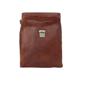 bupell Arzttasche/Rucksack Carmine aus zertifiziertem pflanzlich gegerbten Leder - Handgemacht in Italien