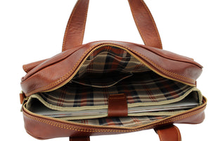 bupell Aktentasche/Laptoptasche Clemente aus zertifiziertem pflanzlich gegerbten Leder - Handgemacht in Italien