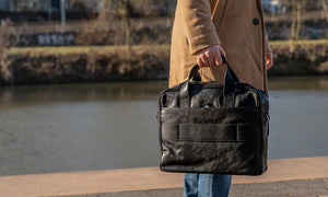 bupell Aktentasche/Laptoptasche Clemente aus zertifiziertem pflanzlich gegerbten Leder - Handgemacht in Italien