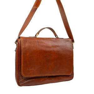 bupell Aktentasche/messenger Paolo aus zertifiziertem pflanzlich gegerbten Leder - Handgemacht in Italien