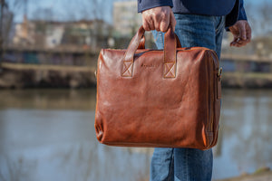 bupell Aktentasche Ortensio aus zertifiziertem pflanzlich gegerbten Leder - Handgemacht in Italien