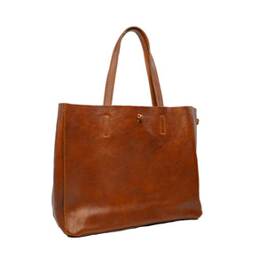 bupell Schultertasche, Shopper Aurelia aus zertifiziertem pflanzlich gegerbten Leder - Handgemacht in Italien