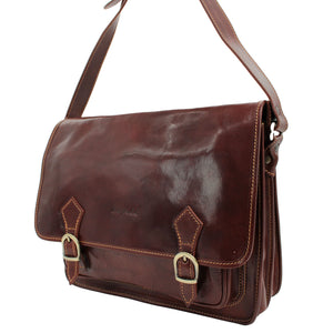 bupell Messenger Nico  aus pflanzlich gegerbten Leder - Handgemacht in Italien