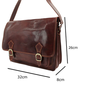 bupell Messenger Nico  aus pflanzlich gegerbten Leder - Handgemacht in Italien