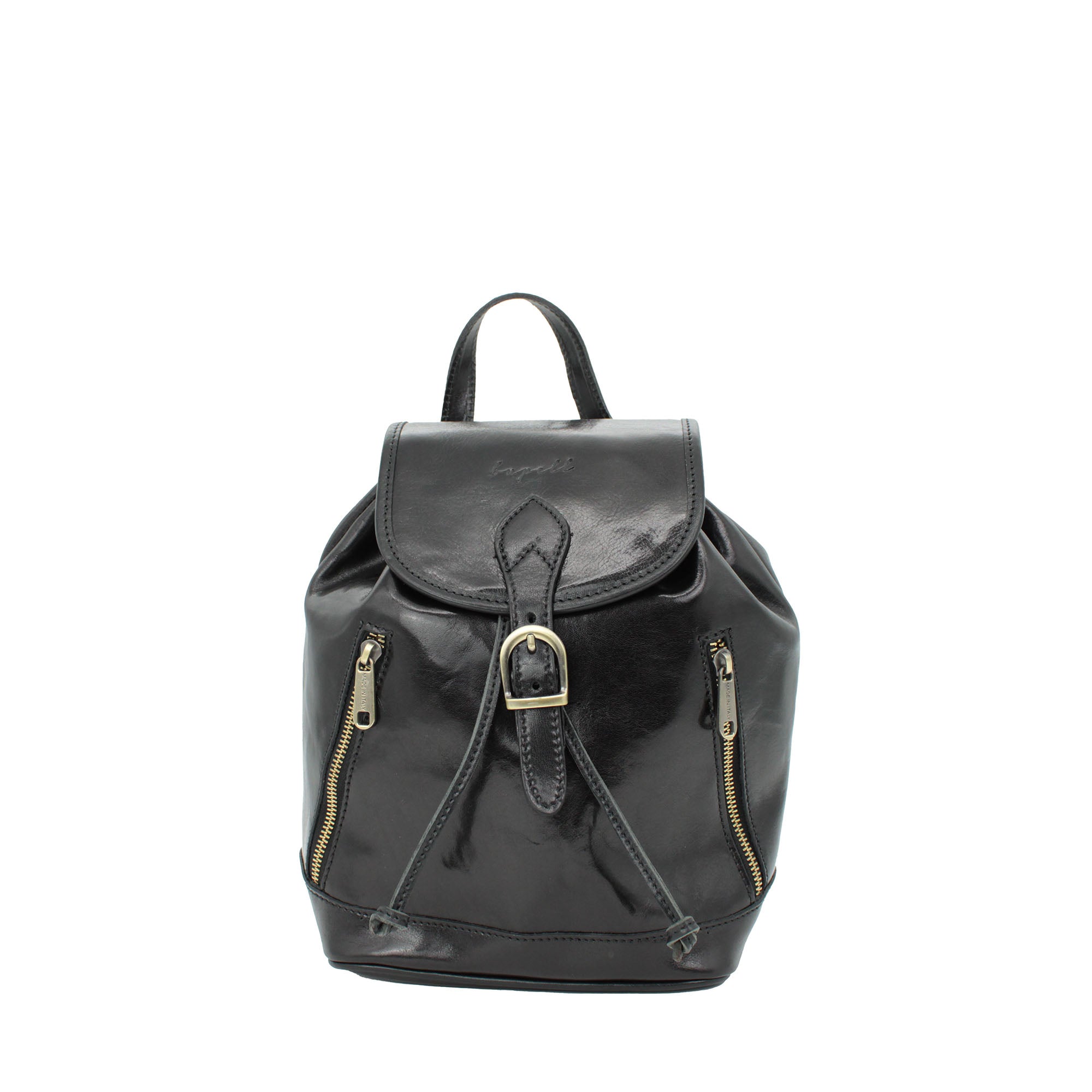 Jetzt Entdecken: bupell Rucksack Violetta - Nero aus pflanzlich gegerbtem Leder - Handmade in Italy -