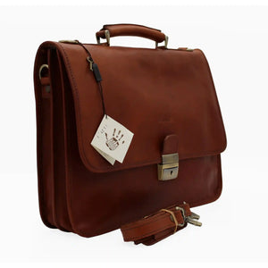 bupell Aktentasche Bosco aus zertifiziertem pflanzlich gegerbten Leder - Handgemacht in Italien